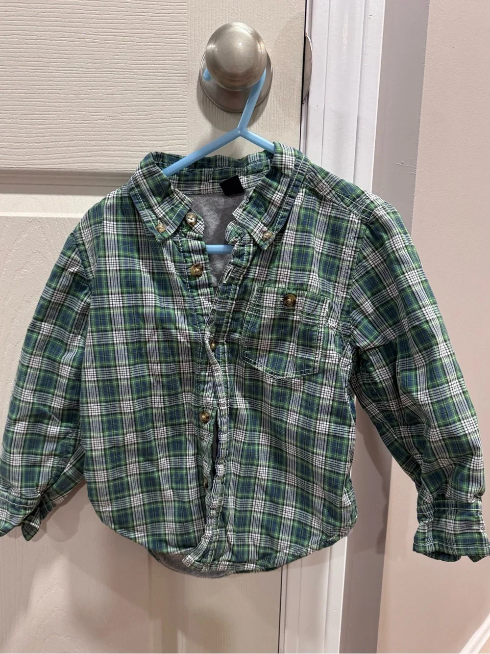 GAP Green lined Plaid Button-Down